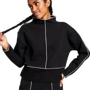 Victor Glemaud x Target, Black Back Zip Cropped Pullover Sweatshirt, Size XL